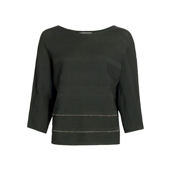 Textured Stripe Briilant Trim Knit Sweater