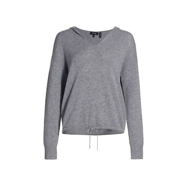 Relaxed V Neck Cashmere Hoodie